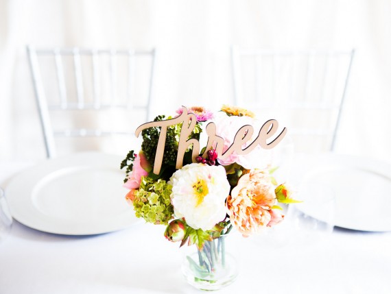 table number spelled out - part of centerpiece