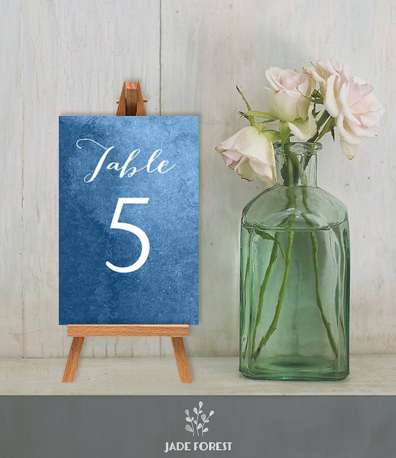 table numbers sapphire blue by jadeforestdesign