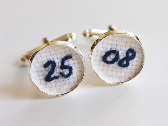 Wedding date cuff links for the groom | by Aristocrafts | https://emmalinebride.com/gifts/initial-necklaces-for-bridesmaids/