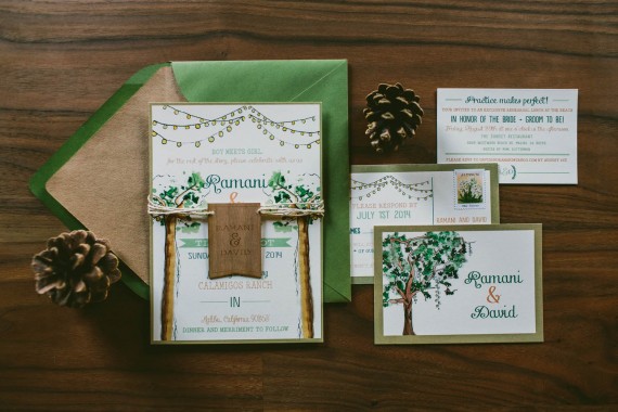 Custom Watercolor Wedding Invitation tree | rustic wedding invitations etsy finds | by Wide Eyes Paper Co. | https://emmalinebride.com/rustic/invitations-rustic-weddings/