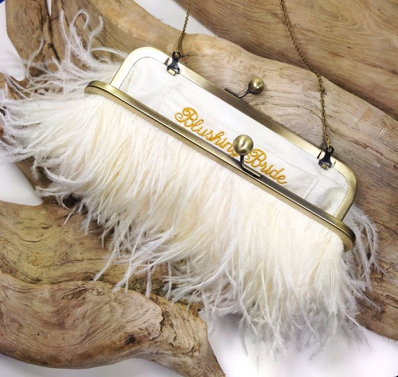 feather-clutch-purses-weddings-ivory-gold-ostrich-feather