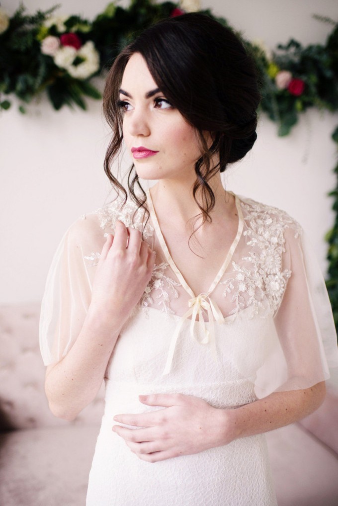 floral beaded capelet | bridal cover ups for spring/summer weddings | by tessa kim | photo: deyla huss photography