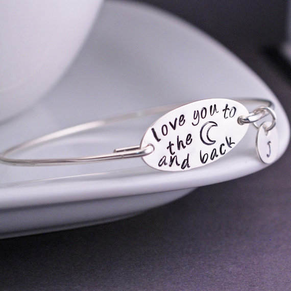 love you to the moon and back bangle bracelet