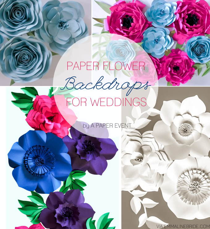 Paper Flower Backdrops Weddings by A Paper Event | https://emmalinebride.com/reception/paper-flower-backdrops/