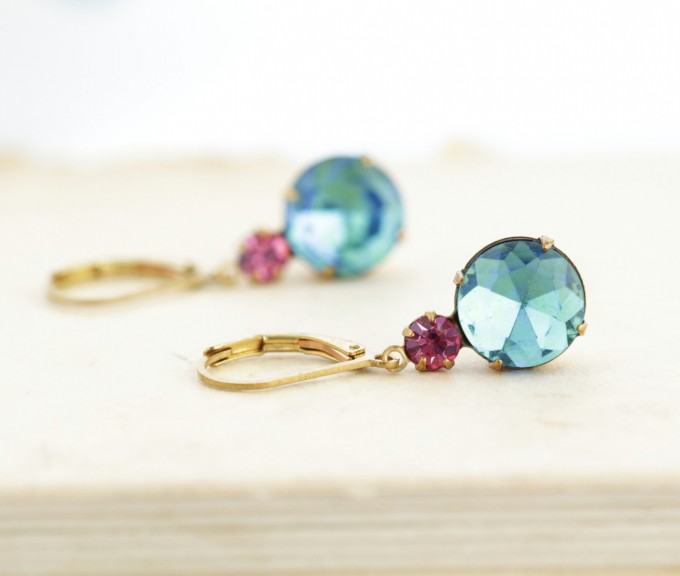 pink and blue earrings