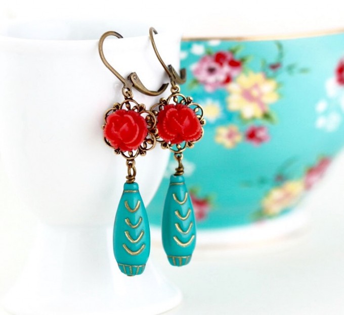 red and turquoise earrings
