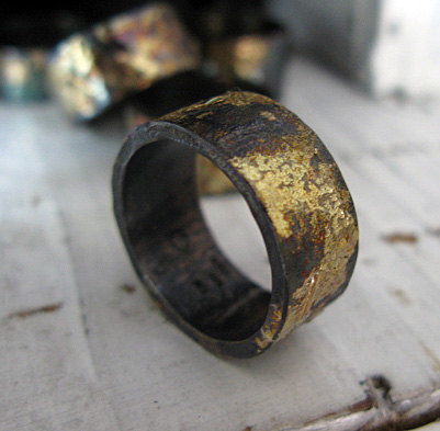 scorched rustic wedding band | unique wedding bands for men