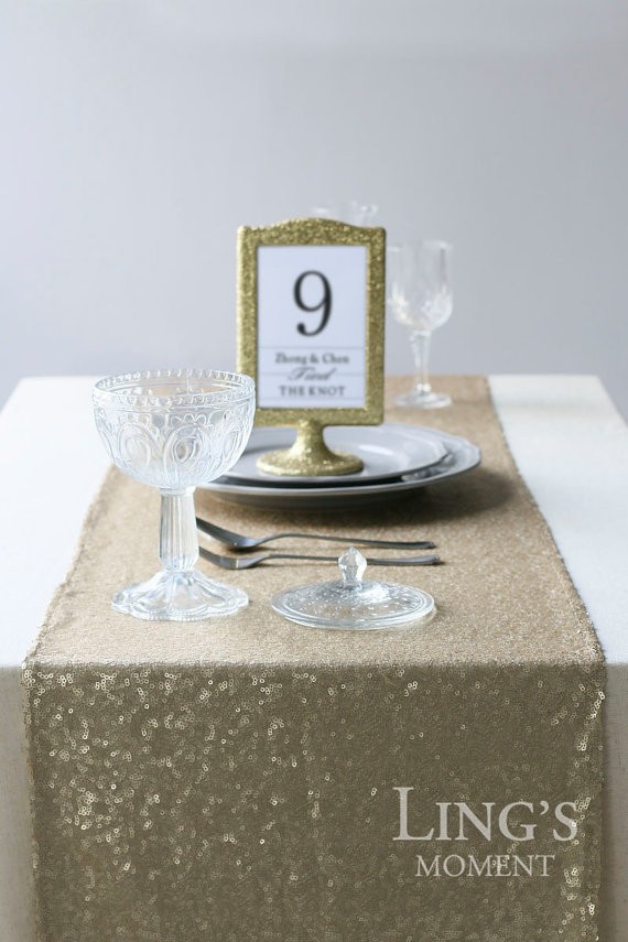 sequin table linens