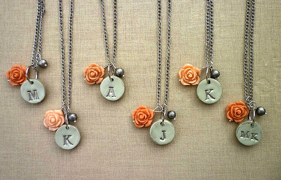silver frost initial necklaces for bridesmaids | by Palomaria | bridesmaid necklaces initials | https://emmalinebride.com/gifts/bridesmaid-necklaces-initials