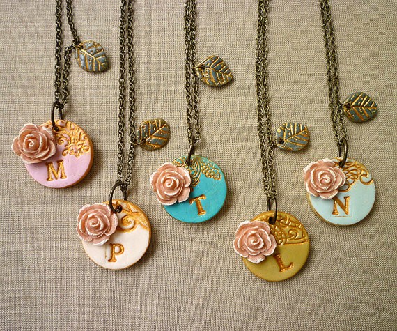 spring initial necklaces for bridesmaids | by Palomaria | bridesmaid necklaces initials | https://emmalinebride.com/gifts/bridesmaid-necklaces-initials