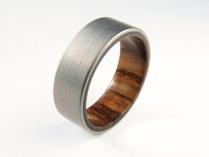 titanium and teak wedding ring