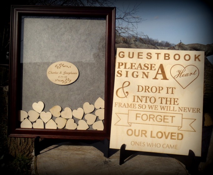 Unique Wedding Guest Book Idea | wooden heart box guest book by BPLaserEngraving