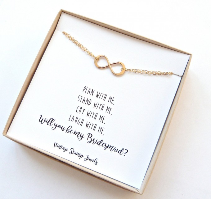 be my bridesmaid infinity bracelet | be my bridesmaid jewelry | https://emmalinebride.com/wedding/be-my-bridesmaid-jewelry/
