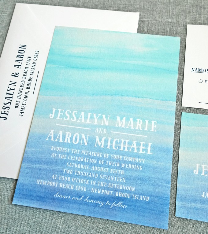beach wedding invitations by cricket printing | https://emmalinebride.com/beach/beach-wedding-invitations/