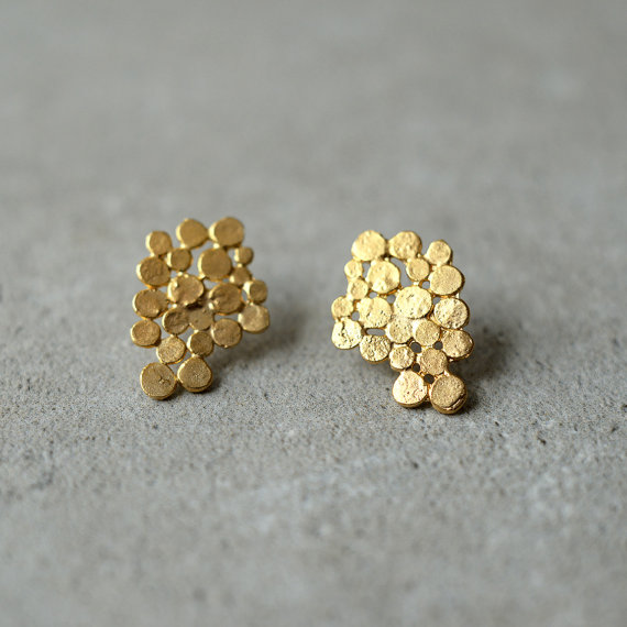 gold cluster earrings by StudioBALADI
