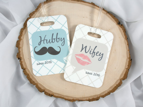 hubby wifey honeymoon luggage tags