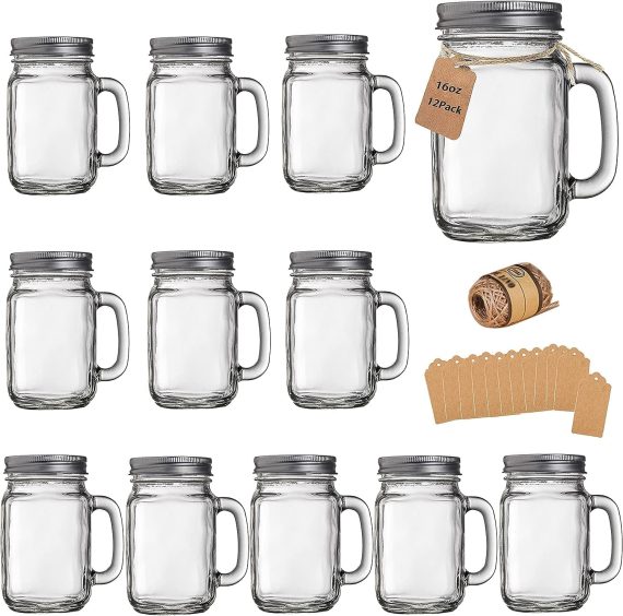 bulk mason jars with handles for drinking at wedding