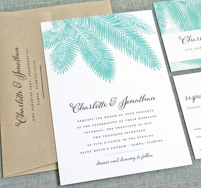 beach wedding invitations by cricket printing | https://emmalinebride.com/beach/beach-wedding-invitations/