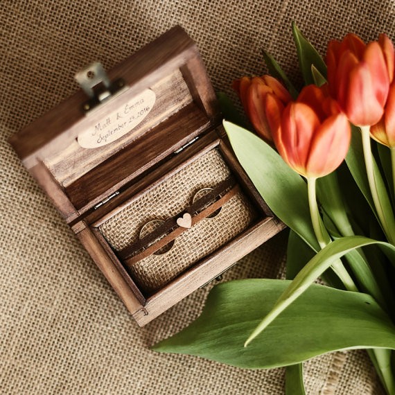 personalized ring box by collectivemade | 41 Beautiful Rustic Ring Pillows Etsy | https://emmalinebride.com/rustic/ring-pillows-etsy-weddings/