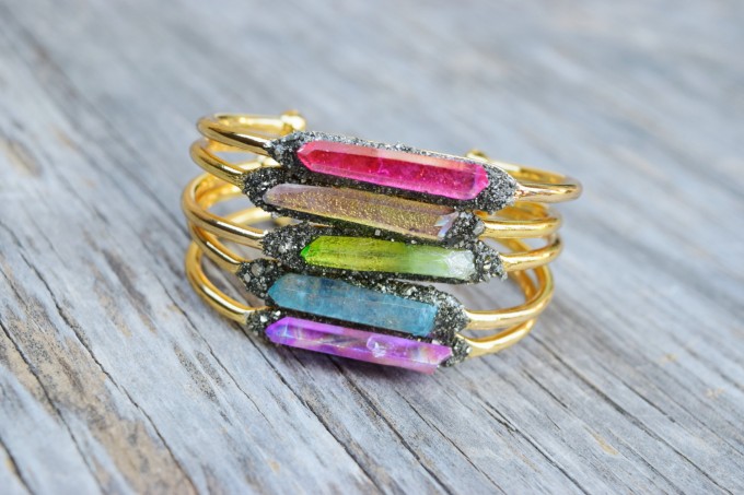 raw crystal bangle bracelets