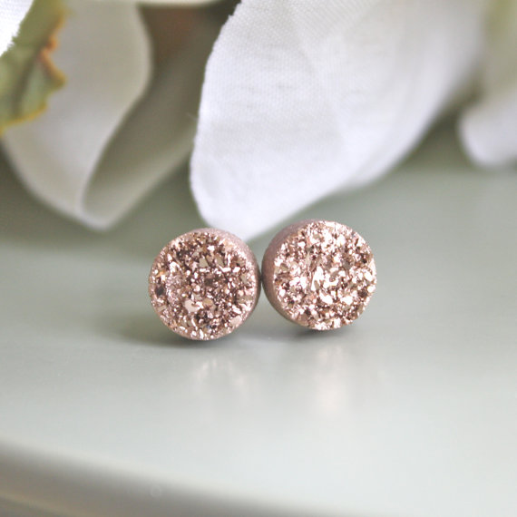 rose gold druzy earrings by avahopedesigns | unique gifts for mom