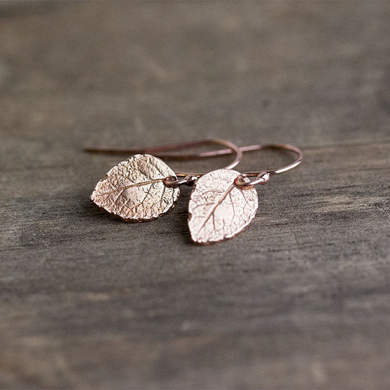 rose gold leaf earrings by burnish | unique gifts for mom