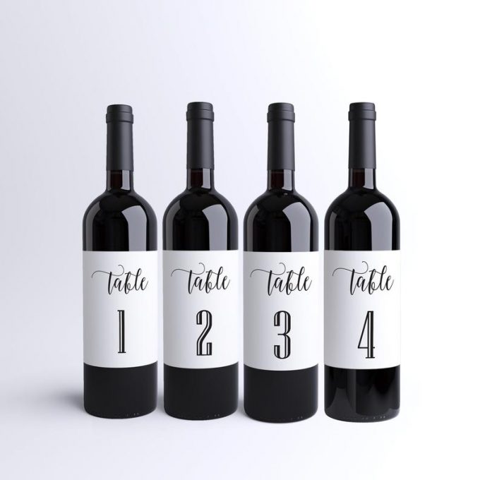 wine bottle table numbers