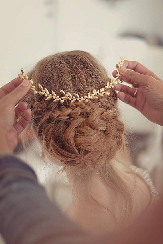 braided hair with crown | 50+ Best Bridal Hairstyles Without Veil | https://emmalinebride.com/bride/best-bridal-hairstyles