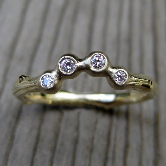 diamond arc twig wedding band | rustic wedding rings by Kristin Coffin Jewelry https://emmalinebride.com/rustic/wedding-rings/ ‎
