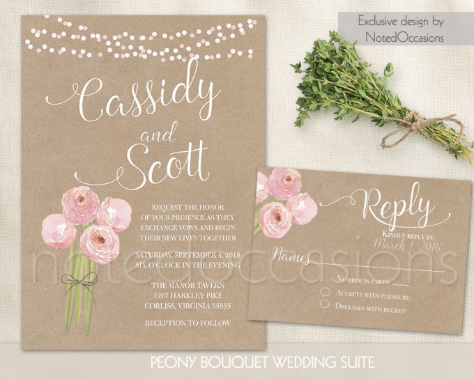 kraft and peony free printable wedding invitations | free printable wedding invitations https://emmalinebride.com/2016-giveaway/free-printable-wedding-invitations/