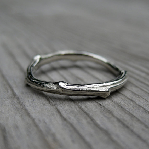twig wedding ring in white gold | rustic wedding rings by Kristin Coffin Jewelry https://emmalinebride.com/rustic/wedding-rings/