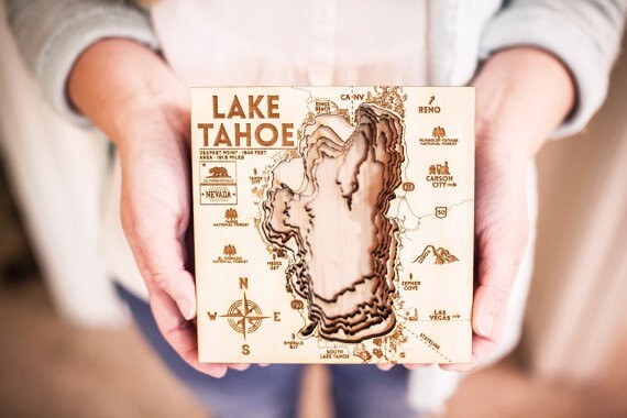 3d wood map of lake tahoe by OriginArtwork