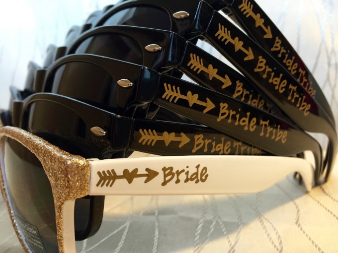 bride tribe sunglasses in black with gold