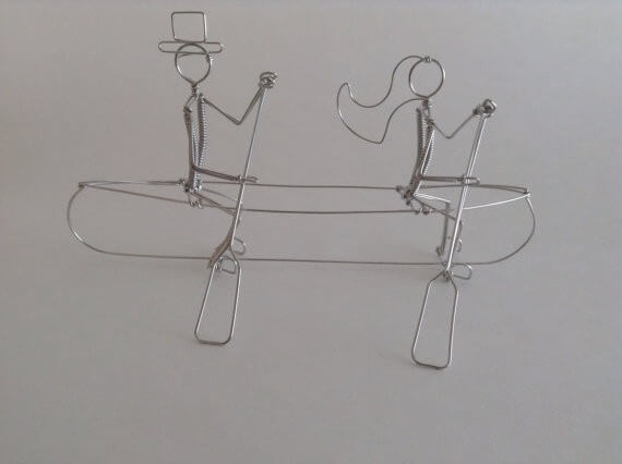 canoe bride and groom wire cake toppers
