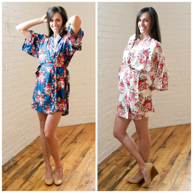 floral bridesmaid robes blue and pink