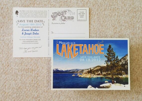 lake tahoe save the date postcard by beyonddesign