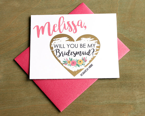 melissa will you be my bridesmaid scratch off cards