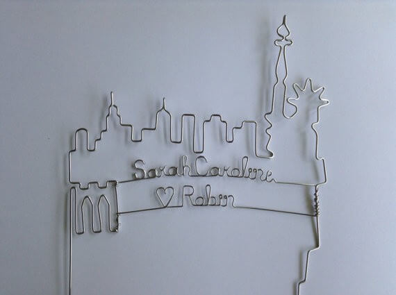 nyc skyline wire cake toppers