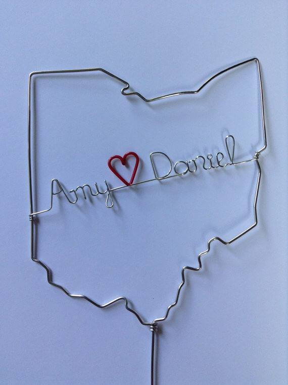 personalized state wire cake toppers