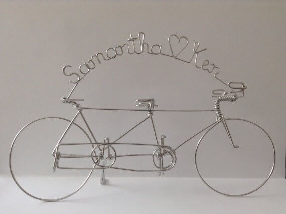 personalized tandem bike wire cake toppers