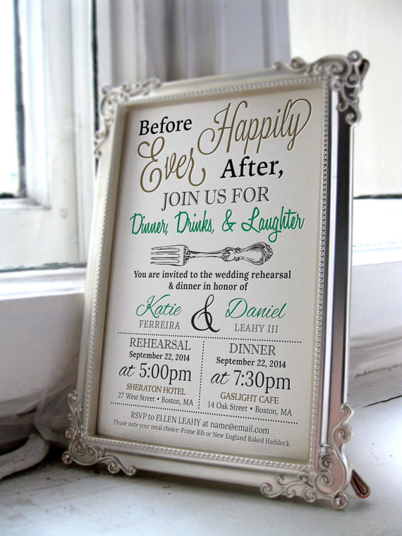 rehearsal dinner invitation by PellucheCreativeLLC | should you send rehearsal dinner invitations? find out: https://emmalinebride.com/rehearsal/should-you-send-rehearsal-dinner-invitations/