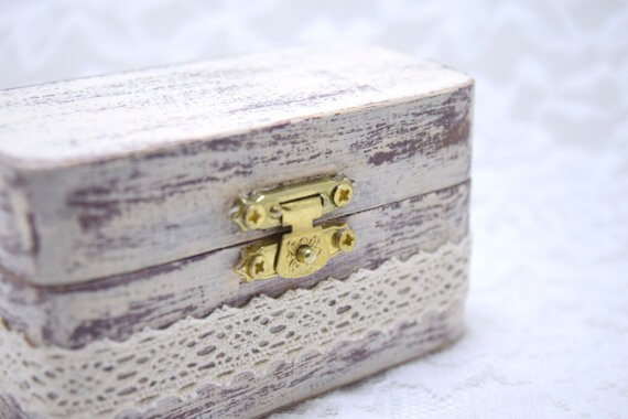 rustic wooden ring box lace