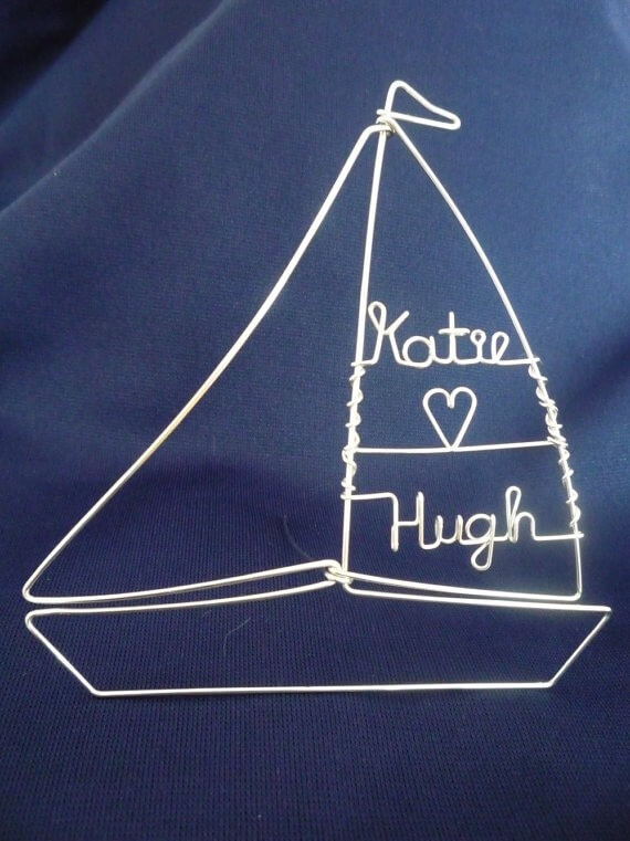 sailboat personalized wire cake toppers