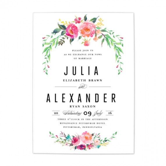 bohemian floral wedding invitation