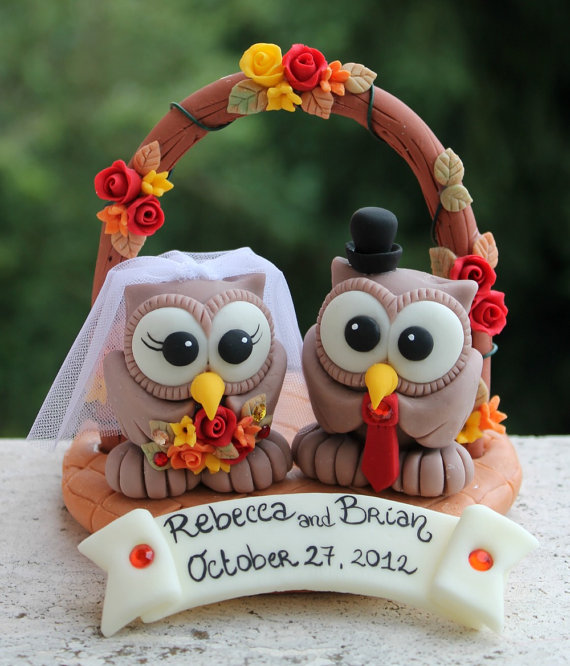 fall wedding owl cake toppers for weddings