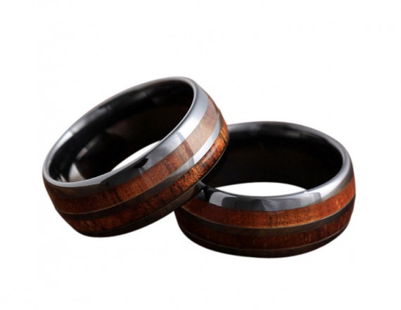 koa wood rings barrel ceramic