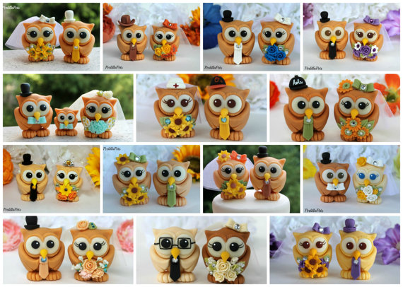 love bird owl cake toppers