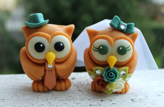 owl wedding cake topper