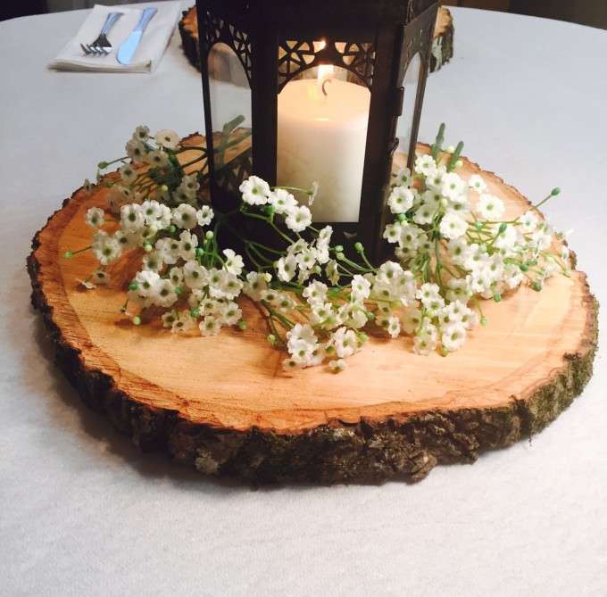 rustic wood slices centerpieces - wood centerpieces for wedding