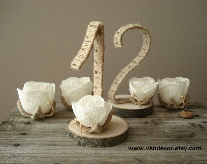 rustic wrapped table numbers